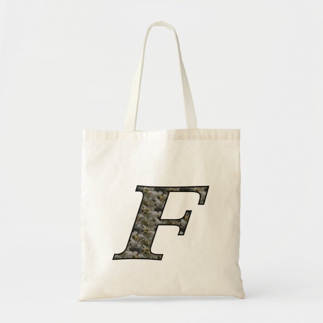 Tote Bag Fleurs d'hydrangea à initiale de monogramme (Devant)