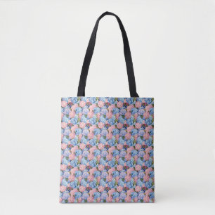Tote Bag Fleurs d'Hydrangée rose et bleu sans joint