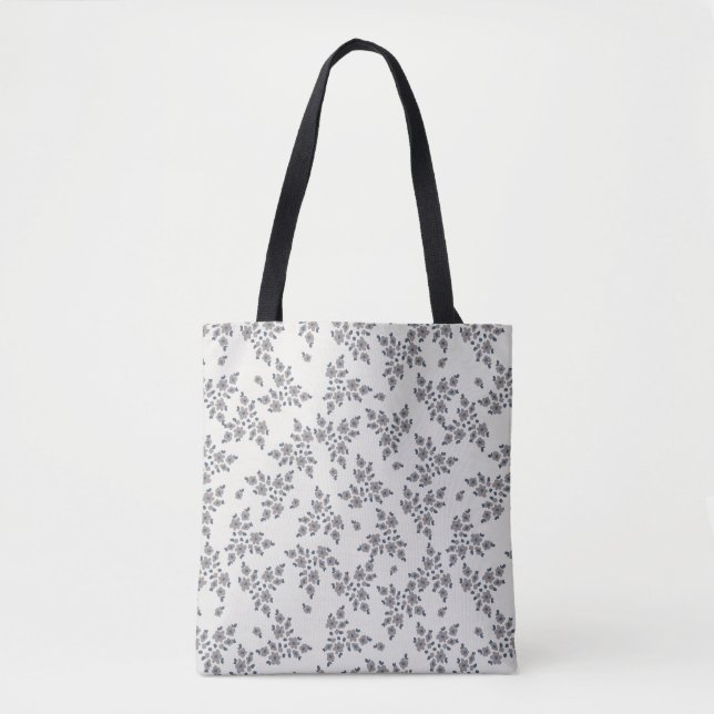 Tote Bag Fleurs Ditsy en Gris (Devant)