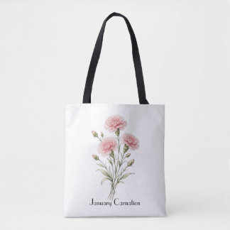 Tote Bag Fleurs d'œillet de janvier