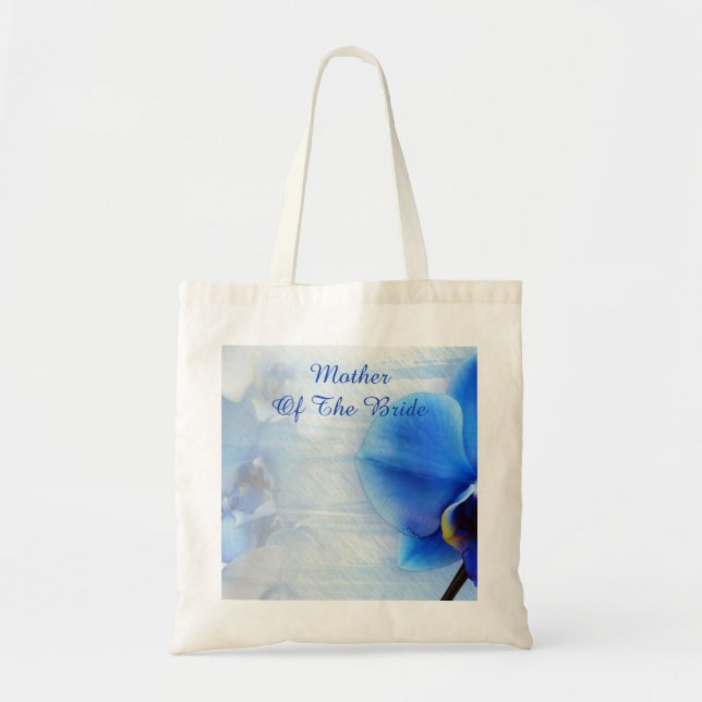 Tote Bag Fleurs d'orchidée tropicale à l'aquarelle bleue mo (Devant)