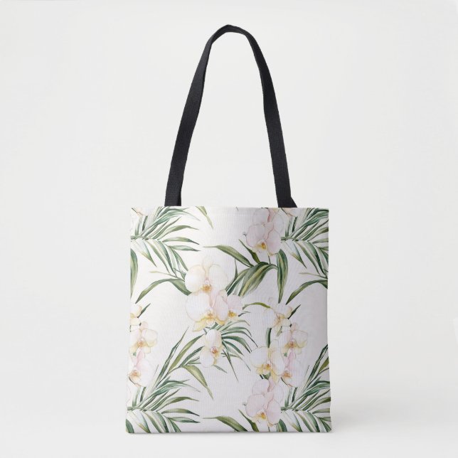 Tote Bag Fleurs d'orchidées crémeuses (Devant)