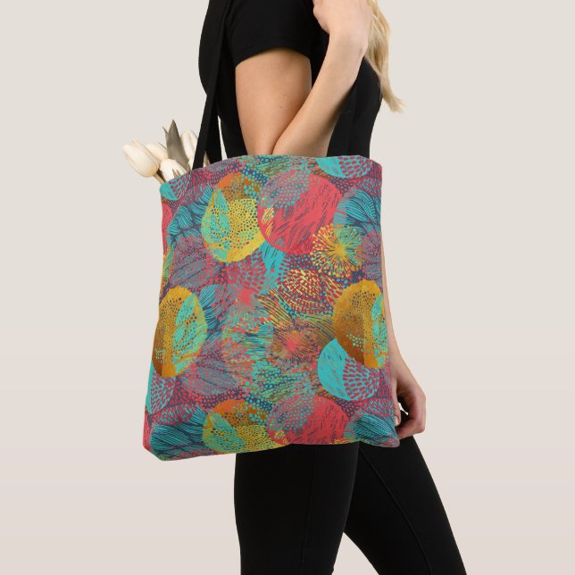 Tote Bag Fleurs Dorées Éthérées - Harmonie Florale Transpar (De près)