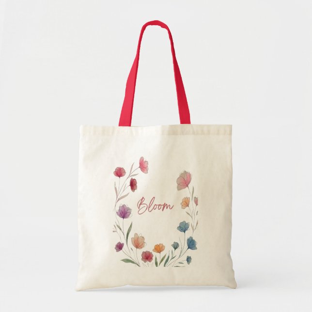 Tote Bag Fleurs Douces Botaniques Esthétique Bloom (Devant)