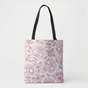 Tote Bag Fleurs du crâne : Fête Mexicaine Sans Seamless.