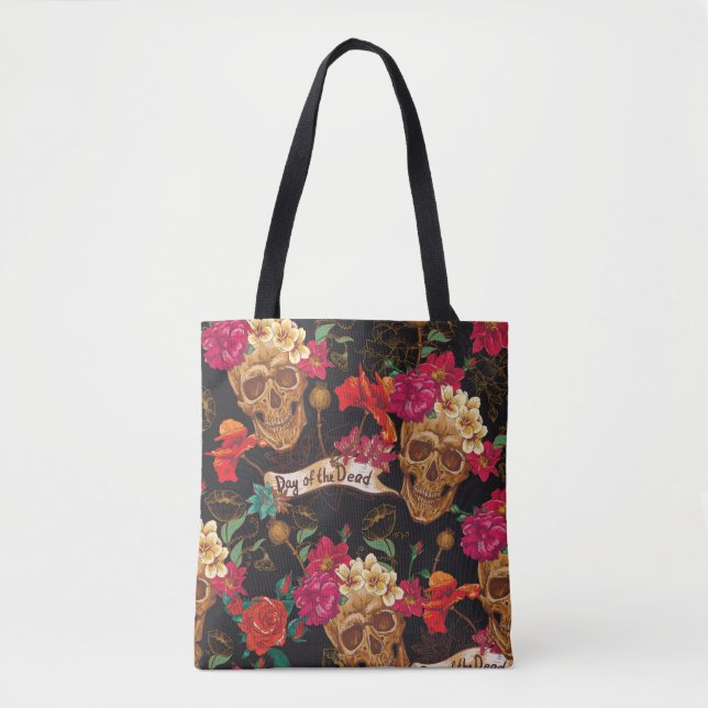 Tote Bag Fleurs du crâne Jour Arrière - plan mort (Devant)