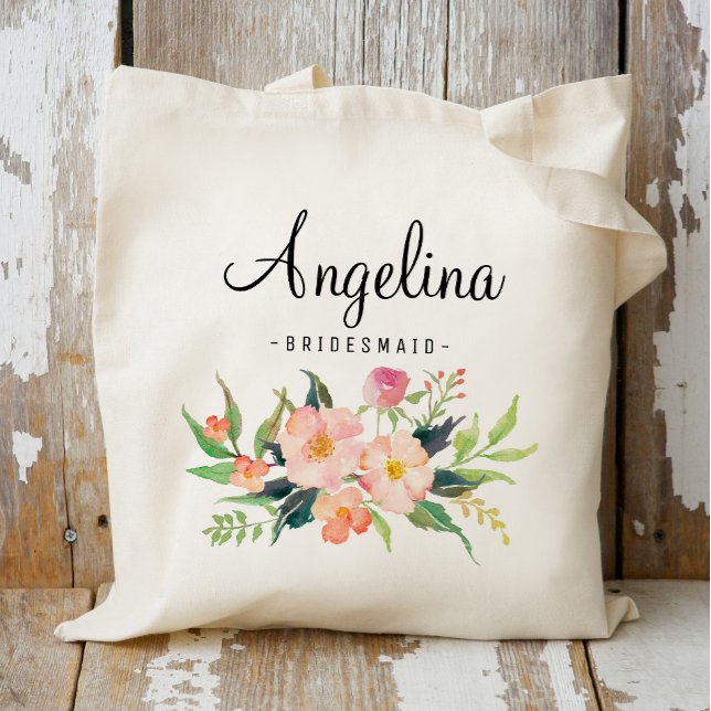 Tote Bag Fleurs Élégantes Demoiselles d'Honneur Personnalis (Créateur téléchargé)