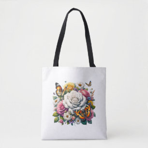 TOTE BAG FLEURS ET BOUTEILLES