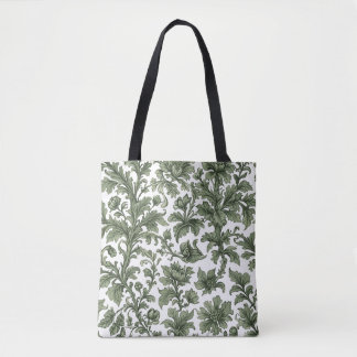 Tote Bag fleurs et feuilles vertes