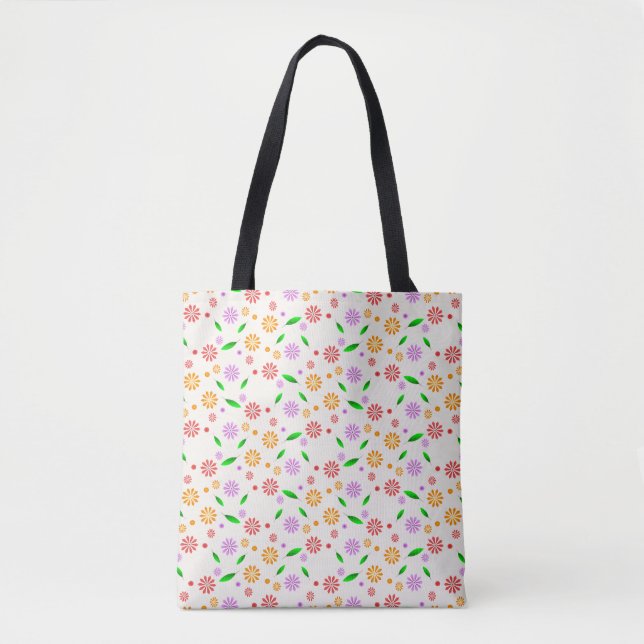 Tote Bag Fleurs et feuilles vibrantes de printemps  (Devant)