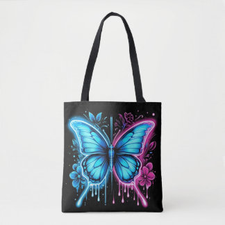 Tote Bag Fleurs et fleurs complexes : un papillon capricieu