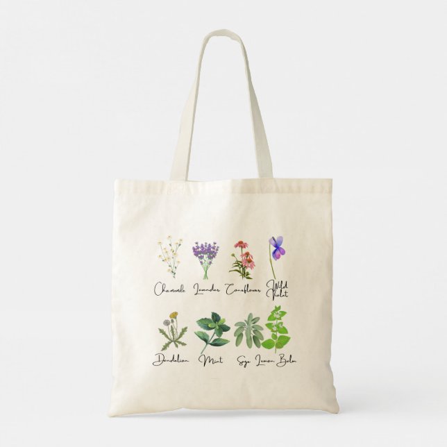 Tote Bag Fleurs et herbes Fourre-tout (Dos)