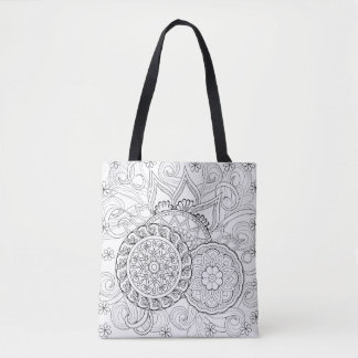 Tote Bag Fleurs et mandalas 2 de griffonnage
