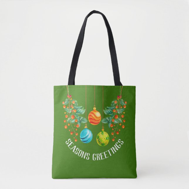 Tote Bag Fleurs et ornements de Noël (Devant)