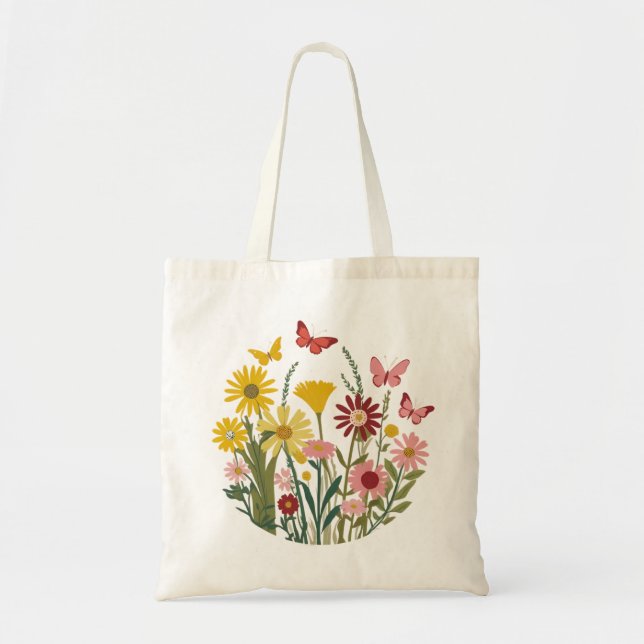 Tote Bag Fleurs et papillons (Devant)