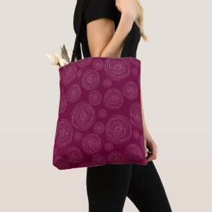 TOTE BAG FLEURS ET POIS DE BOURGOGNE ROSE