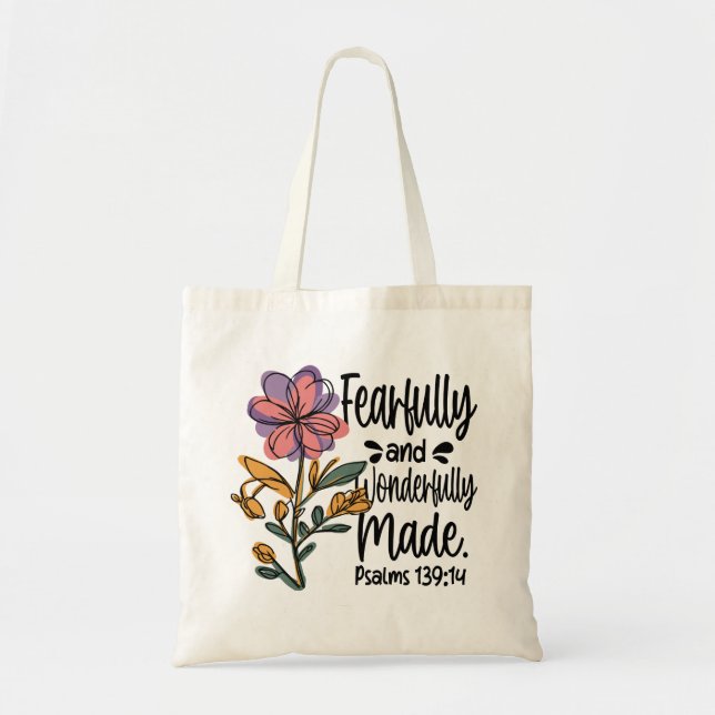 Tote Bag Fleurs faites merveilleusement avec crainte Bible  (Devant)