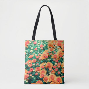 Tote Bag Fleurs florissantes dans un jardin automne, arrièr