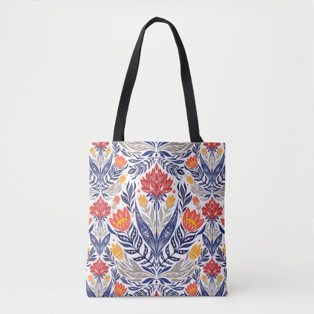 Tote Bag Fleurs folkloriques motif (Devant)
