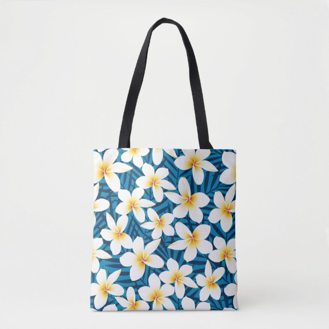 Tote Bag Fleurs frangipaniennes tropicales (Devant)