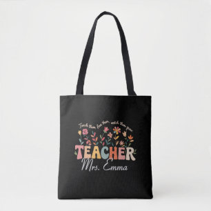 Tote Bag Fleurs Groovy Personnalisées Cadeau Personnalisé E