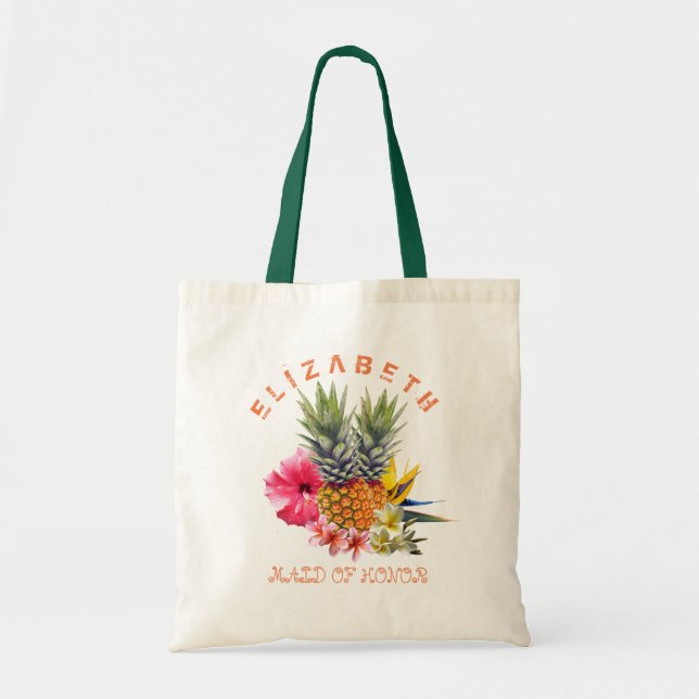 Tote Bag Fleurs hawaïennes dans les ananas (Devant)