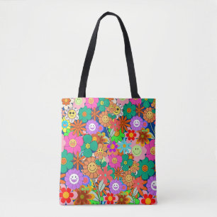 Tote Bag Fleurs hippies Boho Super rétros
