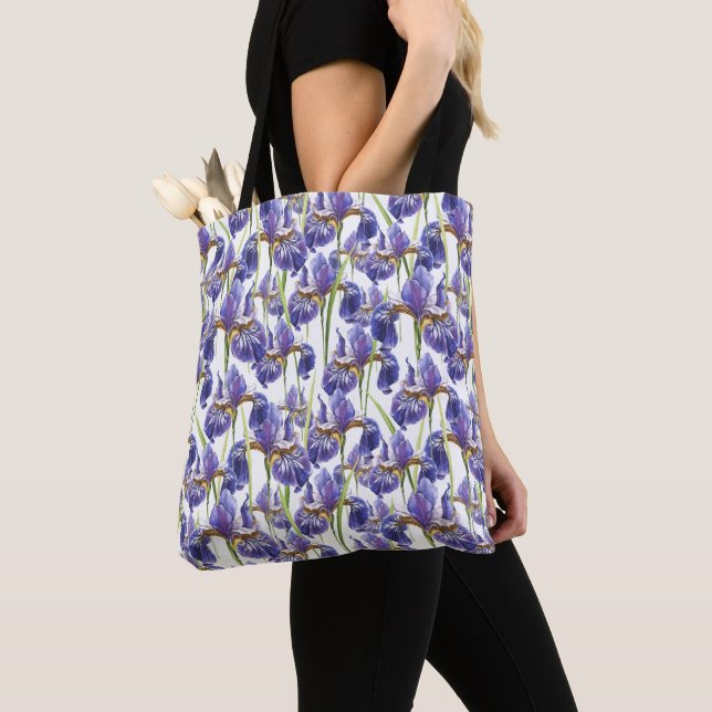 Tote Bag Fleurs Iris Violettes (De près)
