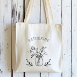 Tote Bag Fleurs Jar Mason Rustique Personnalisées<br><div class="desc">Sac fourre-tout de fleurs de pot de Mason rustique personnalisable.</div>
