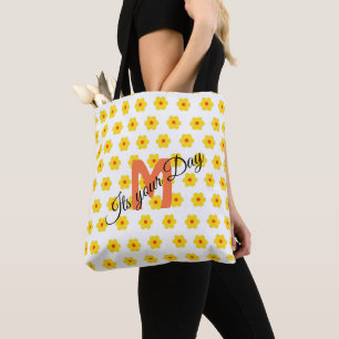 Tote Bag Fleurs jaunes et oranges et blanches