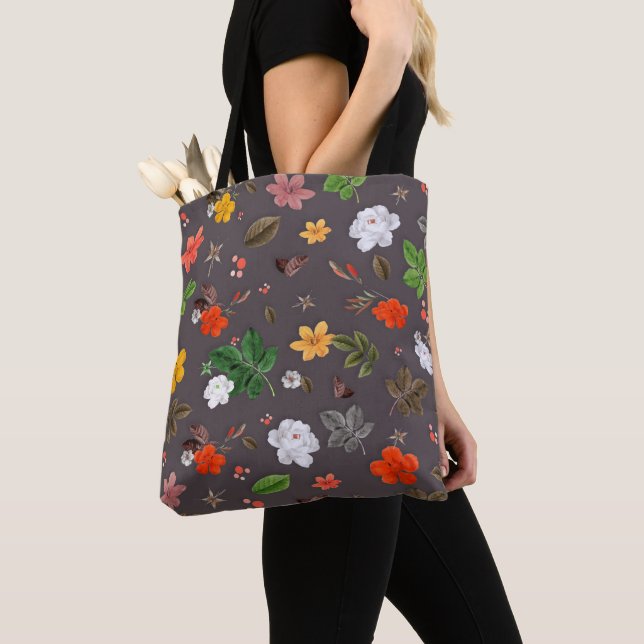 Tote Bag Fleurs jaunes et roses blanches 26 (De près)
