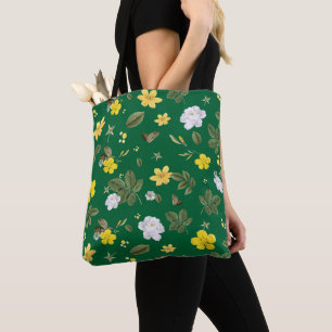 Tote Bag Fleurs jaunes et roses blanches 6