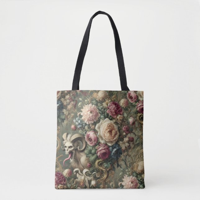 Tote Bag Fleurs 🩸 langue écaillée - gothique victorien (Devant)