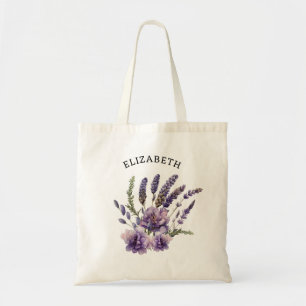 Tote Bag Fleurs Lavande Aquarelle Cute Personnalisées