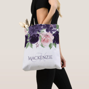Tote Bag Fleurs luxuriantes   Bouquet pourpre et rose perso