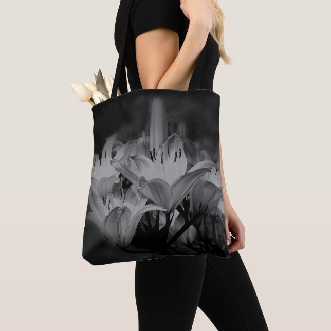 Tote Bag Fleurs Lys En Noir Et Blanc (De près)
