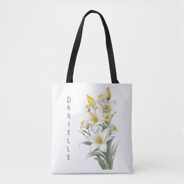 Tote Bag Fleurs Lys Jaunes Personnalisées (Devant)