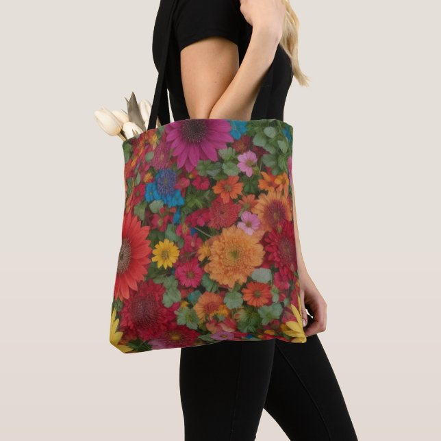 Tote Bag Fleurs mixtes colorées (De près)