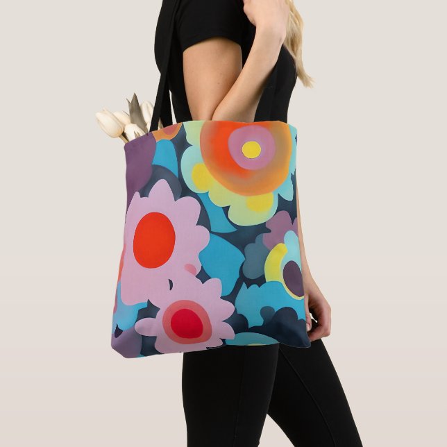 Tote Bag Fleurs mod rétro (De près)