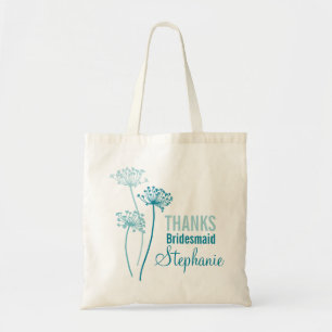 Tote Bag Fleurs modernes de cow parsley sarcelle demoiselle