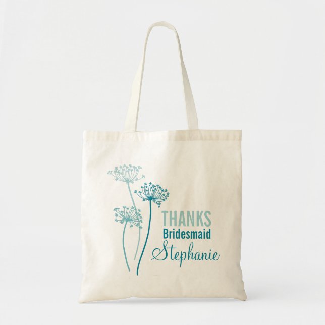 Tote Bag Fleurs modernes de cow parsley sarcelle demoiselle (Devant)