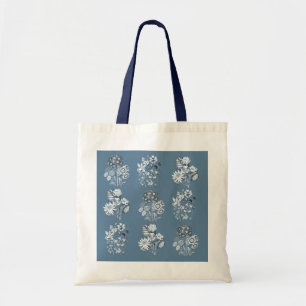 Tote Bag Fleurs monochromes en bleu