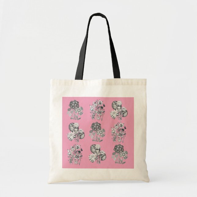 Tote Bag Fleurs monochromes sur arrière - plan rose (Devant)