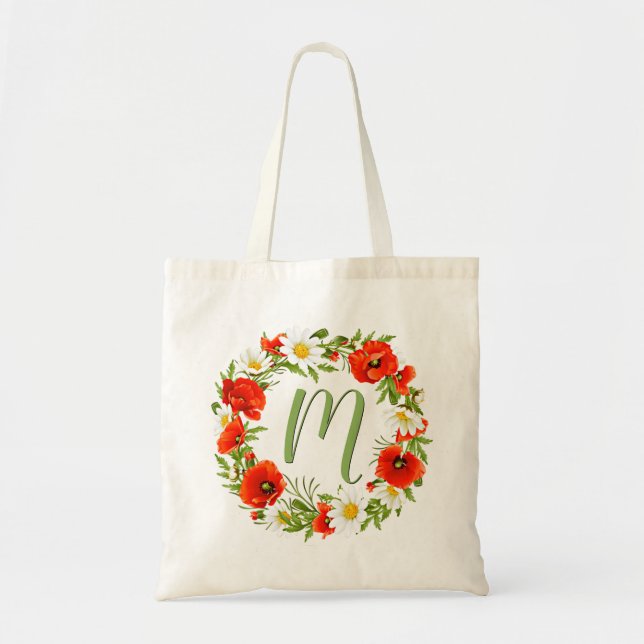 Tote Bag Fleurs Monogrammes Fleurs Fleurs Faisceaux Personn (Devant)