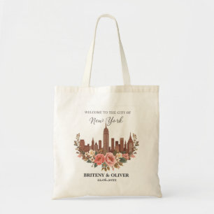 Tote Bag Fleurs New York ville Skyline destination Mariage 