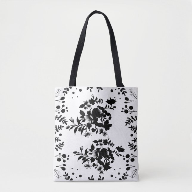Tote Bag Fleurs noires  (Devant)