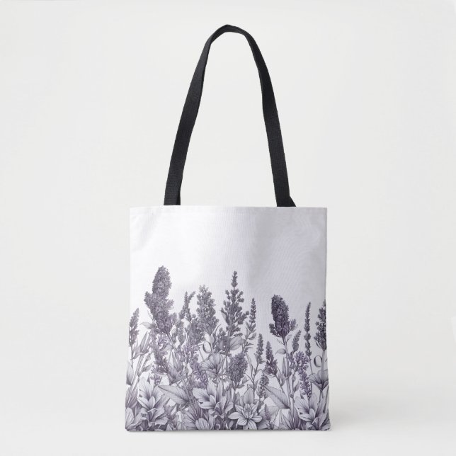 Tote Bag Fleurs noires et blanches (Devant)