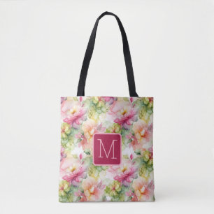 Tote Bag Fleurs pastel encre alcoolique bloc de couleur mon