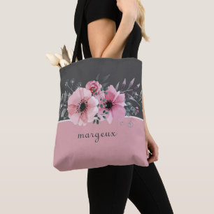 Tote Bag Fleurs Pastel Rose