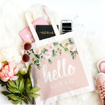 Tote Bag Fleurs Pastel Rose Moderne Bonjour Et Vous Nom<br><div class="desc">Fleurs Pastel Rose Moderne Bonjour Et Vous Nom</div>